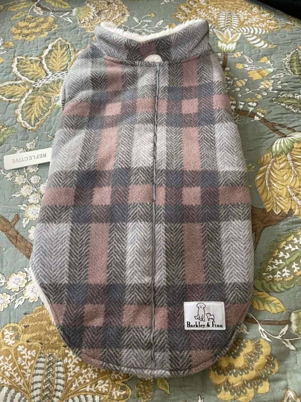 Pink and Gray Plaid Dog Coat